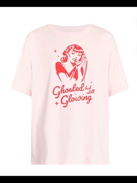 Way To Celebrate Tops - Way to Celebrate NEW Pink Graphic Tee "Ghosted But Still Glowing" Size Large